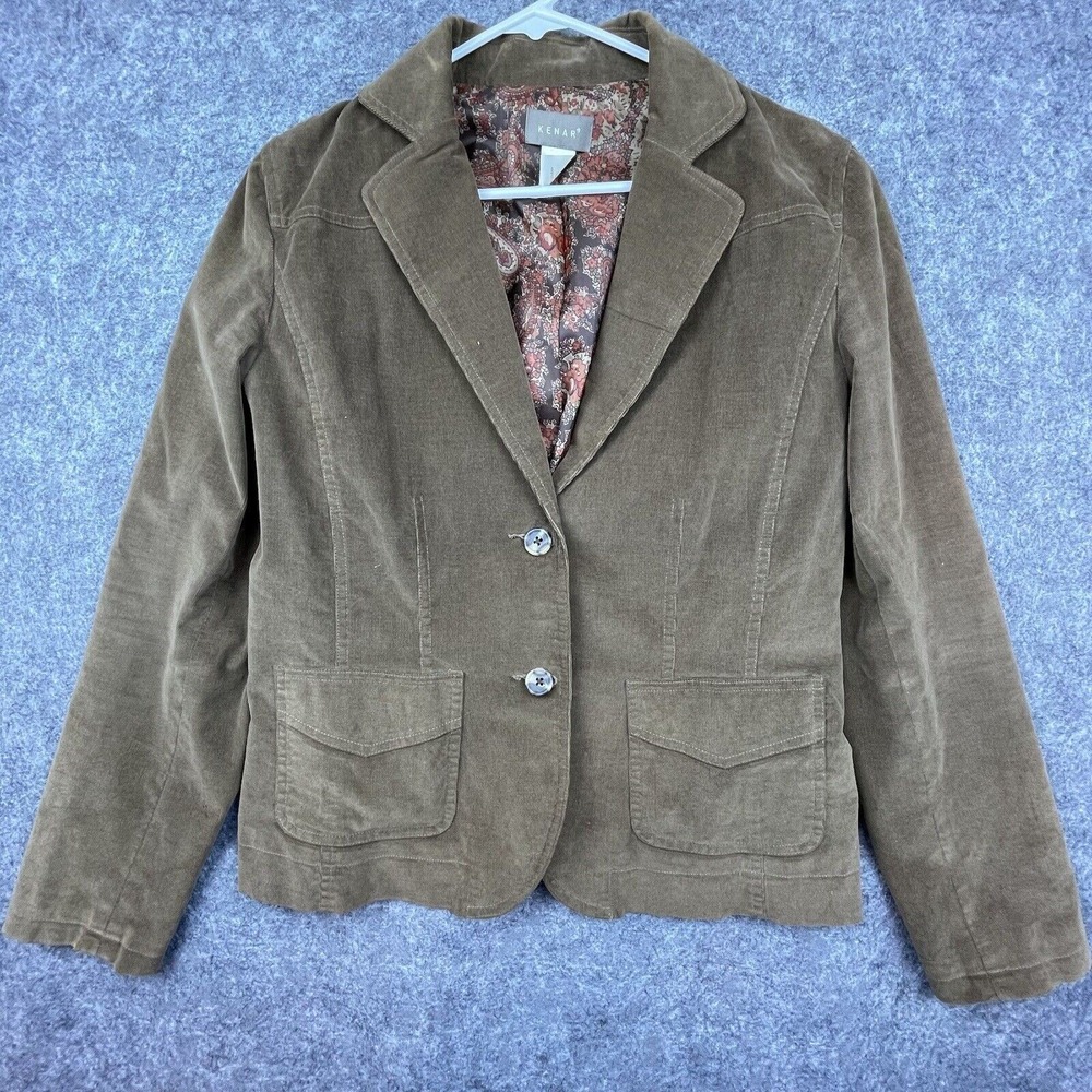 Kenar Blazer Womens 10 Brown Corduroy Twee Jacket Boho‎ Retro Business Career